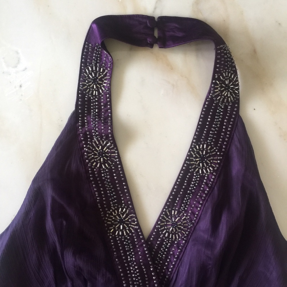 Marineblu purple halter mini dress style D11461 - Picture 5 of 8